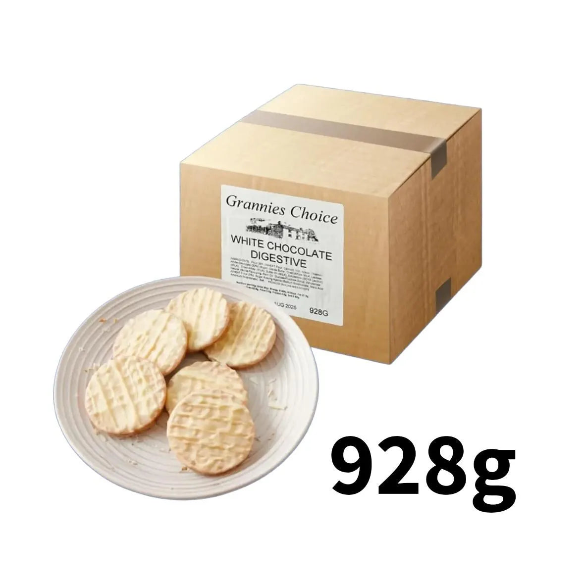 Grandmas Choice White Chocolate Digestives 928g (box) - Out of Date